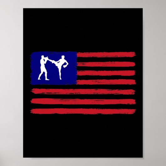 Kickboksen 4 juli patriottisch versleten Amerika Poster (Voorkant)
