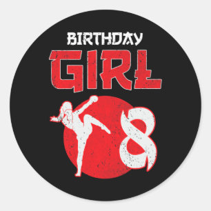 Kickboksen 8 Jaar Verjaardag Mma Vechtkunst G Ronde Sticker