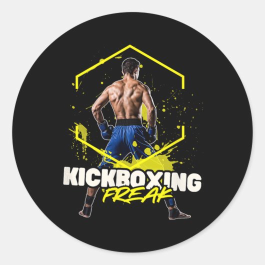 Kickboksen freak ronde sticker (Voorkant)