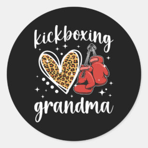 Kickboksen Grootmoeder Van Een Kickbokser Oma Hore Ronde Sticker