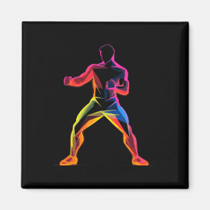 Kickboksen Guy Cartoon Stijl Kickbokser Savate  Magneet