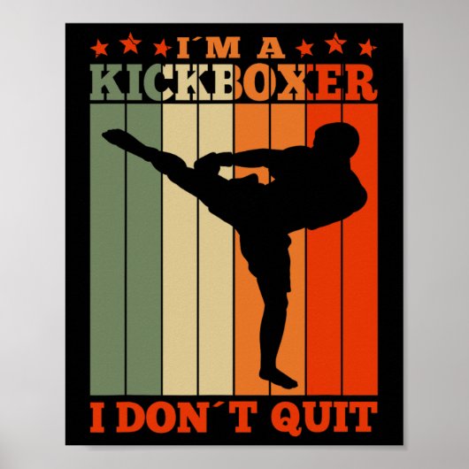 Kickboksen Ik ben een kickbokser Ik geef niet op R Poster (Voorkant)