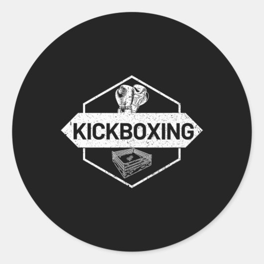 Kickboksen in de ring ronde sticker (Voorkant)