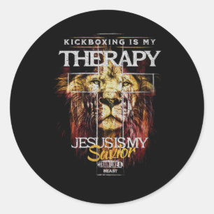Kickboksen is mijn therapie Jezus mijn redder Mma- Ronde Sticker