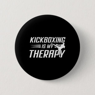 Kickboksen is mijn therapie Kickboksen sportliefhe Ronde Button 5,7 Cm