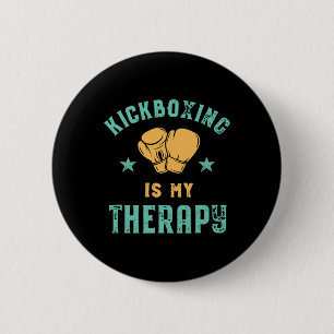 Kickboksen is mijn therapie sarcastisch grappig bo ronde button 5,7 cm