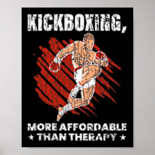 Kickboksen Is Therapie Grappige Kickbokser Boksen Poster