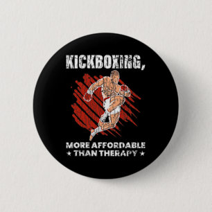 Kickboksen is therapie Grappige kickbokser Boksen Ronde Button 5,7 Cm