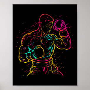 Kickboksen Jongen Tekening 80s Uiterlijk Kickbokse Poster