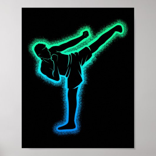 Kickboksen Karate Kickbokser Taekwondo Kinderen Ma Poster (Voorkant)