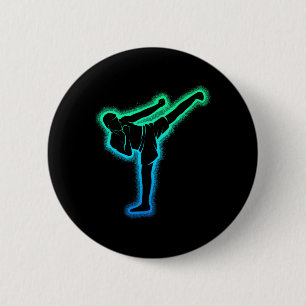 Kickboksen Karate Kickbokser Taekwondo Kinderen Ma Ronde Button 5,7 Cm