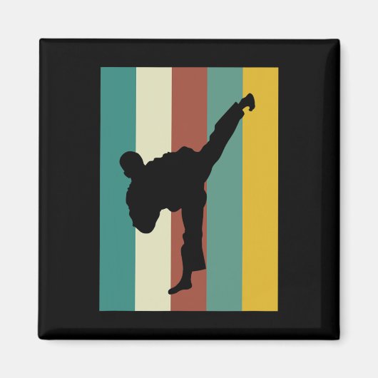 Kickboksen Karate Taekwondo Retro Des Magneet (Voorkant)