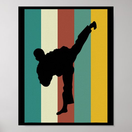 Kickboksen Karate Taekwondo Retro Des Poster (Voorkant)