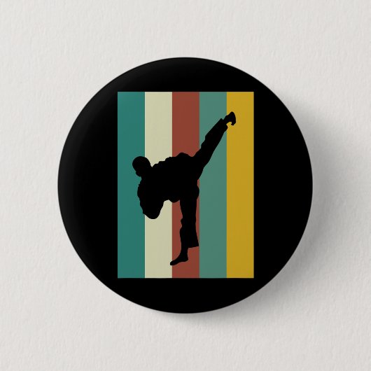 Kickboksen Karate Taekwondo Retro Des Ronde Button 5,7 Cm (Voorkant)