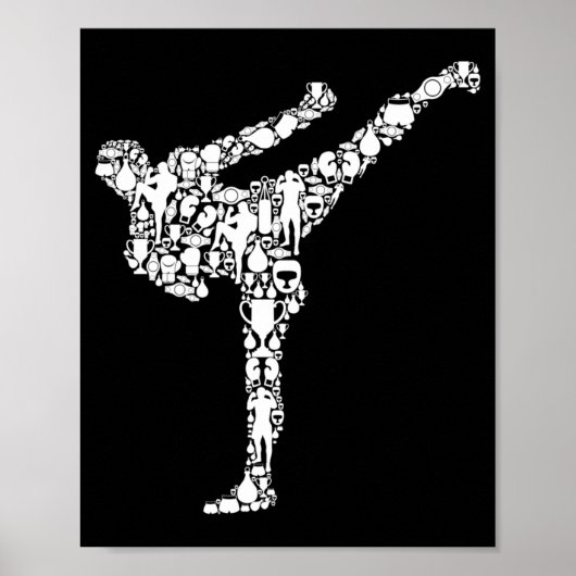 Kickboksen Kickbokser Karate Jongens Kinderen Mann Poster (Voorkant)