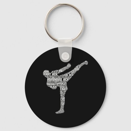 Kickboksen Kickbokser Karate Mannen Kinderen Jonge Sleutelhanger (Voorkant)
