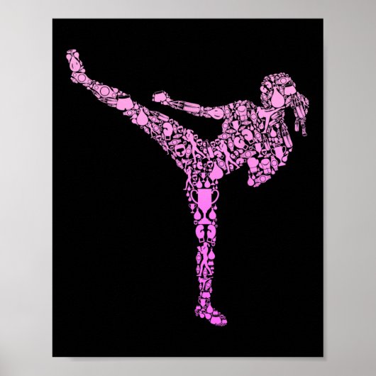 Kickboksen Kickbokser Karate Meisjes Kinderen Vrou Poster (Voorkant)