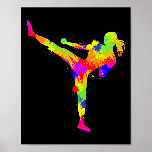 Kickboksen Kickbokser Karate Vrouwen Meisjes Kinde Poster (Voorkant)