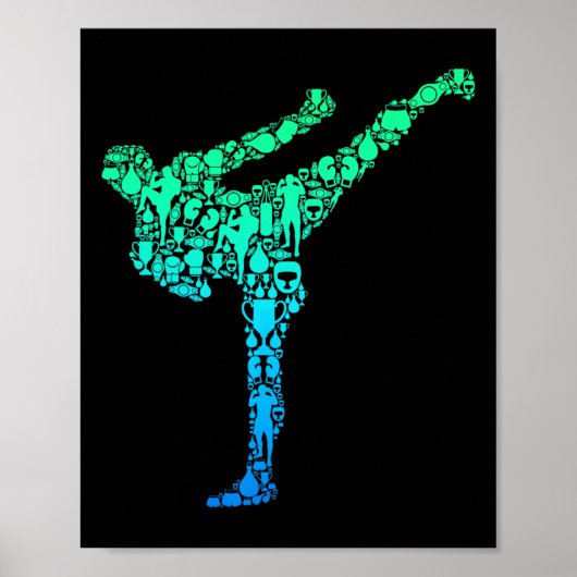Kickboksen Kickboxer Karate Kinderen Jongens Manne Poster (Voorkant)