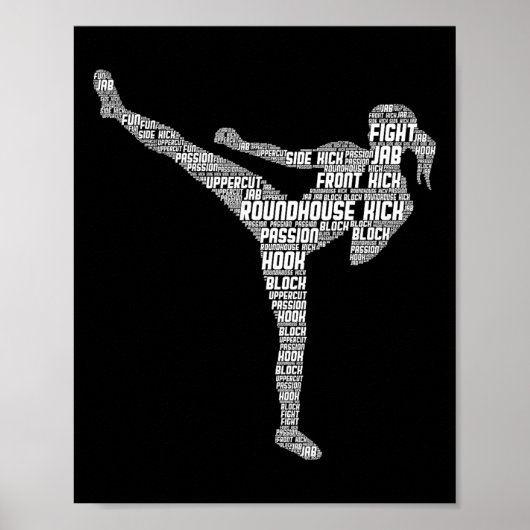 Kickboksen Kickboxer Karate Meisjes Vrouwen Kinder Poster (Voorkant)