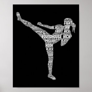 Kickboksen Kickboxer Taekwondo Karate Meisjes Vrou Poster