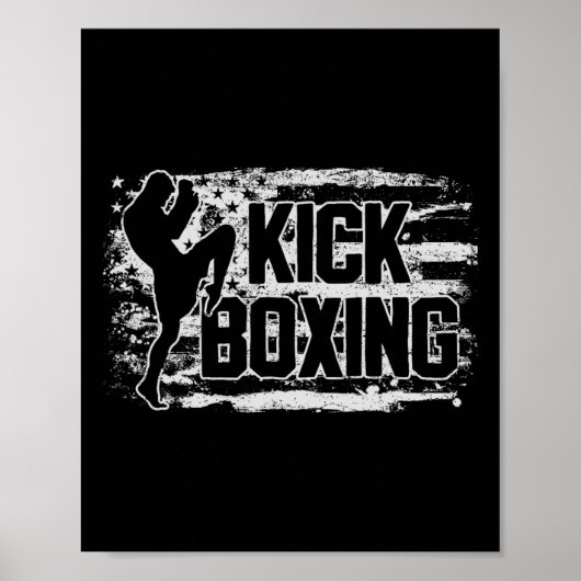 Kickboksen Kickboxer VS Amerikaanse Vlag Cadeau Vr Poster (Voorkant)