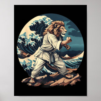Kickboksen Leeuw Golven Taekwondo Jiu-Jitsu Mma Le Poster