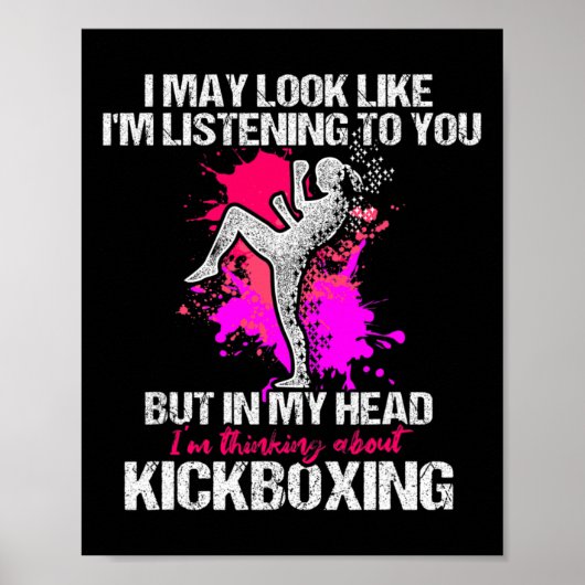 Kickboksen Luister Kick Boksen Workout Poster (Voorkant)