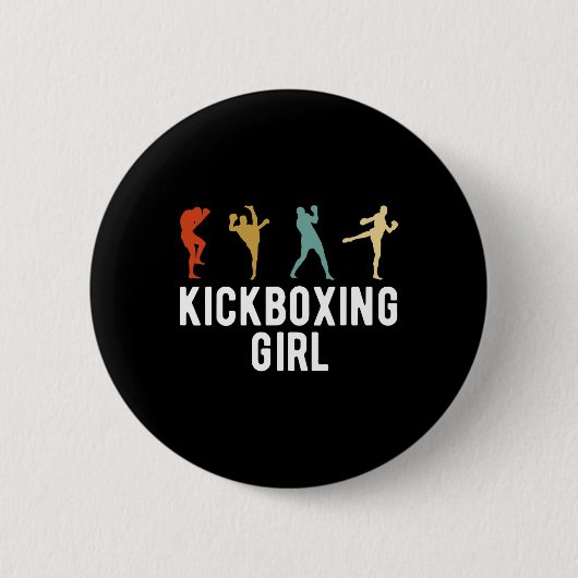 Kickboksen Meisje Kickboxer Ronde Button 5,7 Cm (Voorkant)
