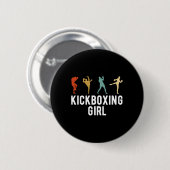 Kickboksen Meisje Kickboxer Ronde Button 5,7 Cm (Voorkant /achterkant)