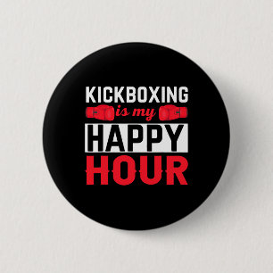 Kickboksen Mijn Gelukkige Uur Grappige Kick Boksen Ronde Button 5,7 Cm
