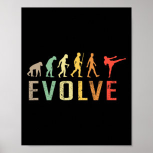 Kickboksen Muay-thai Evolutie Vintage Grappig Ontw Poster
