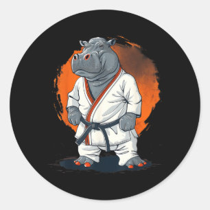 Kickboksen Nijlpaard Taekwondo Karate MMA Grappig Ronde Sticker