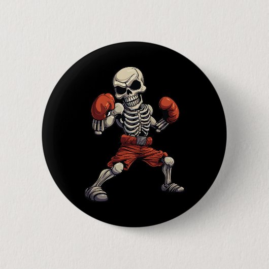 Kickboksen Skelet Grappige Kickbokser Boksen Ronde Button 5,7 Cm (Voorkant)