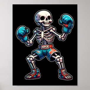 Kickboksen Skelet Kickbokser Muay Thai Mma Vechter Poster