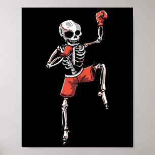 Kickboksen Skelet Kickbokser Vechtkunst Halloween Poster