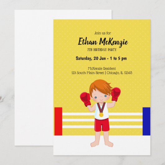 Kickboksen sport kaart (Voorkant / Achterkant)