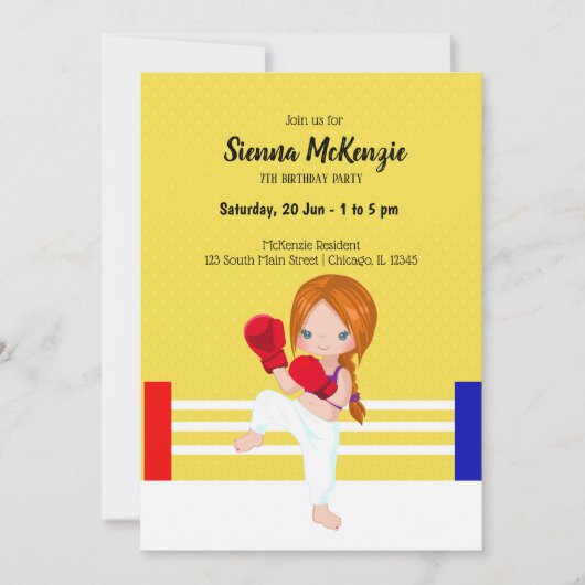 Kickboksen sport kaart (Voorkant)