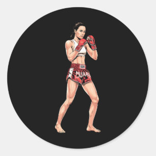 Kickboksen Stance Thai Boksen Een Muay Thai Fighte Ronde Sticker