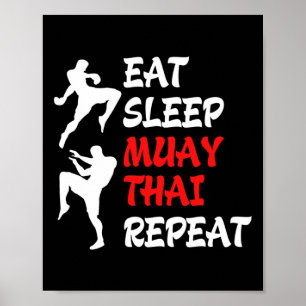 Kickboksen Thaiboksen Eten Slapen Muay Thai Poster