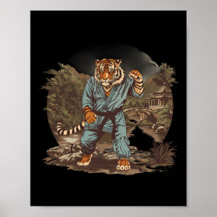 Kickboksen Tijger Pagode Tempel Vechtkunst Karate Poster