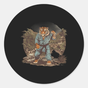 Kickboksen Tijger Pagode Tempel Vechtkunst Karate Ronde Sticker