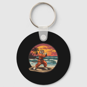 Kickboksen Tijger Strand Zonsondergang Karate Taek Sleutelhanger
