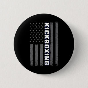 Kickboksen Usa Amerikaanse Vlag Cadeau Vechtkunst Ronde Button 5,7 Cm