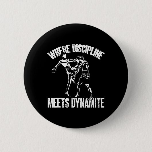 Kickboksen waar Discipline Meets Dynamiet Kickbox Ronde Button 5,7 Cm (Voorkant)