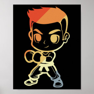 Kickboksende Jongen Cartoon Uitzicht Kickbokser Ka Poster
