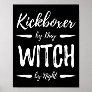 Kickbokser Heks Grappige Kickboksen Halloween Kost Poster