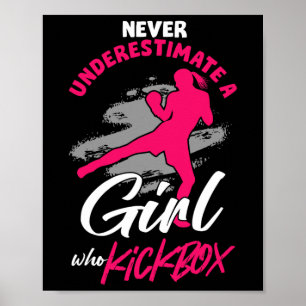 Kickbokser Meisje Vechtster Kickboksen Mma Sport M Poster