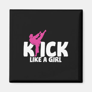 Kickbokser Meisje Vechtster Kickboksen Vechtsport  Magneet