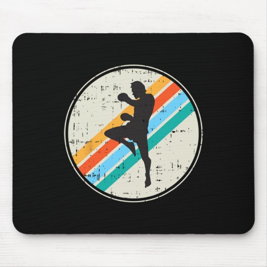 Kickbokser Silhouet Retro Martial-arts G Muismat (Voorkant)